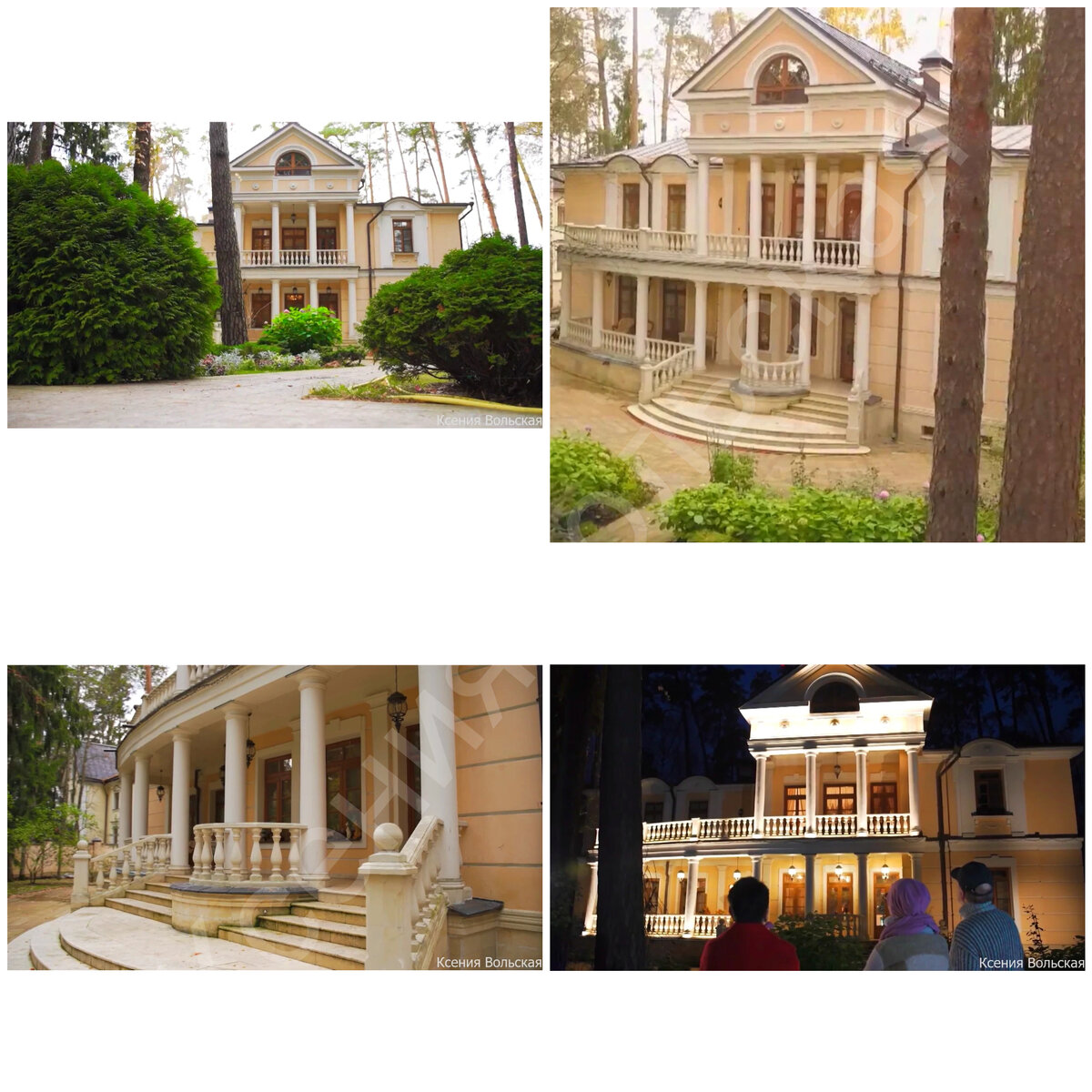 Дом днем и в темное время суток с подсветкой.