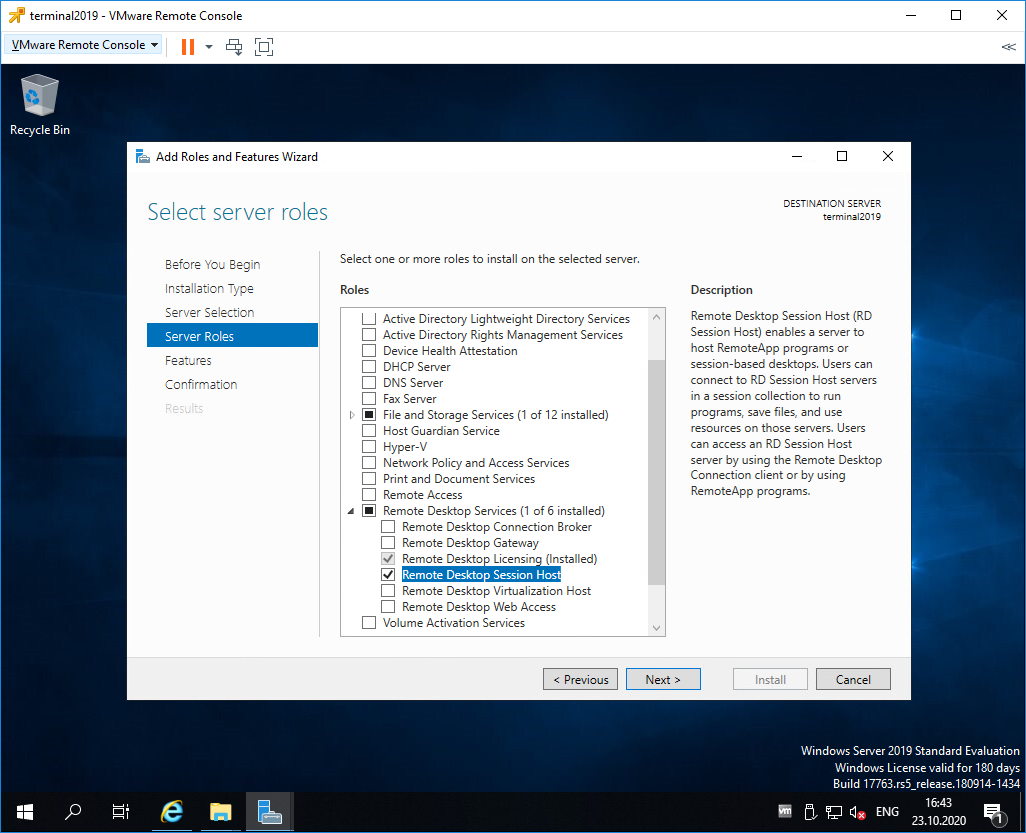 Server 2019 rdp. Remote desktop services.