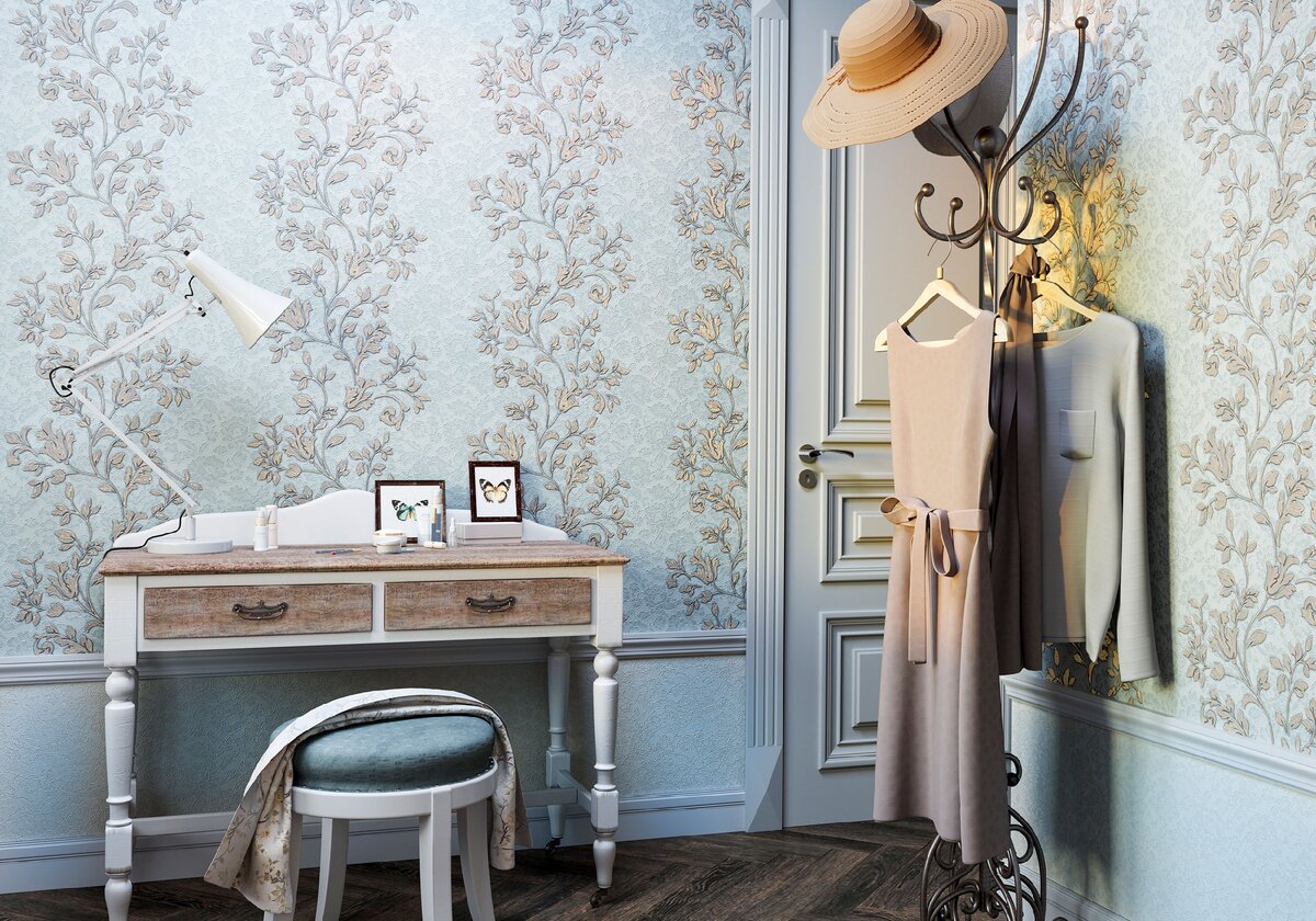 Интерьер с обоями в виде бордюра Flandre (PL71561, PL71562)