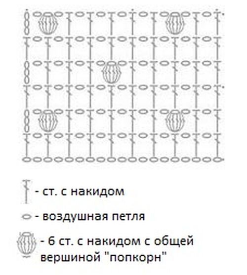 Узор шишечки крючком по кругу схема