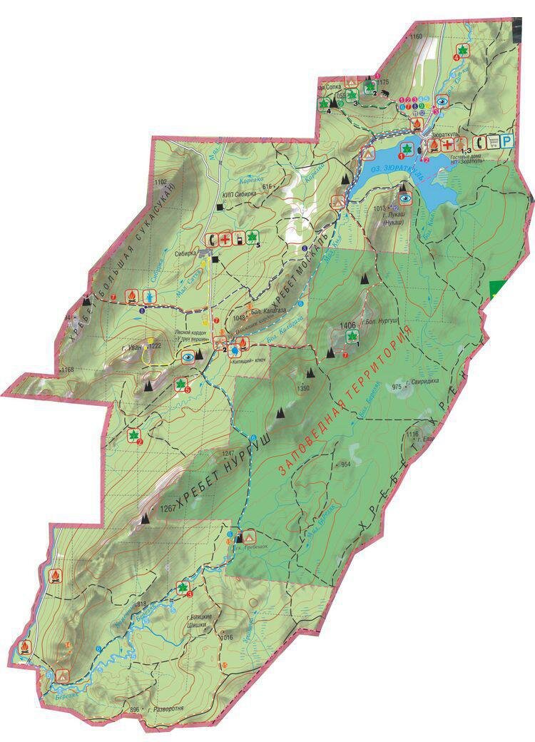 Карта зюраткуль национальный парк для туриста