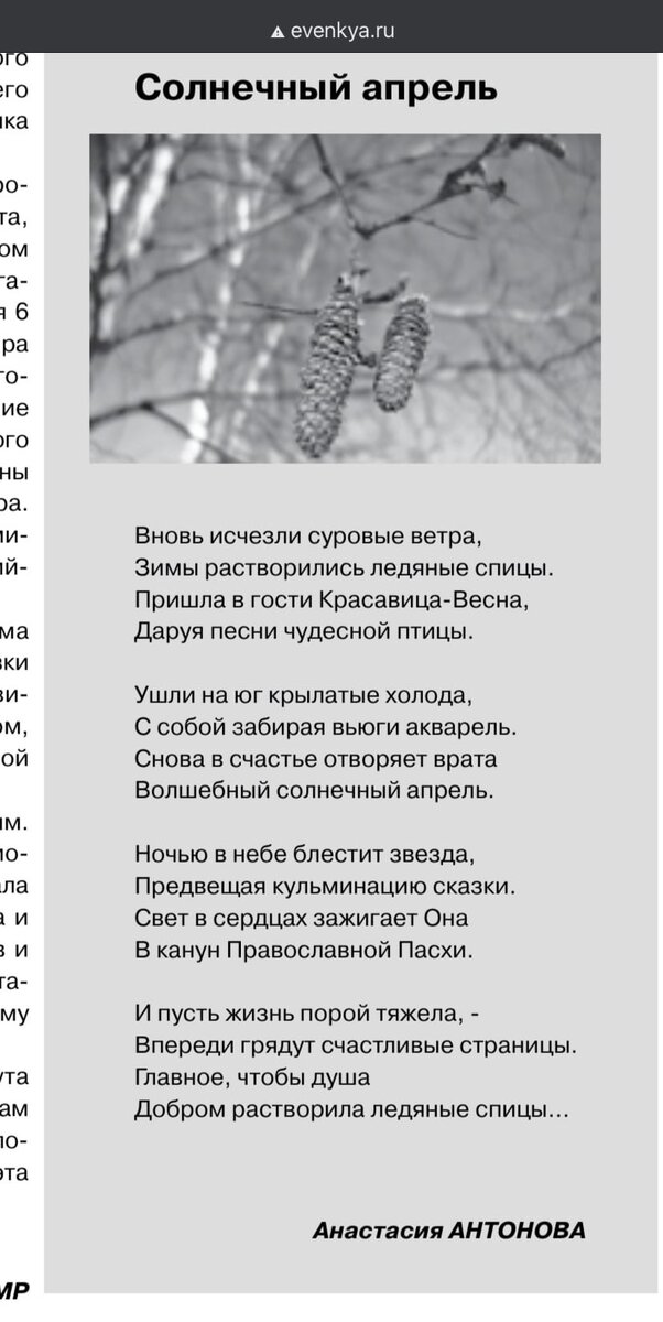 Общественно-политическая газета "Эвенкийская жизнь" № 12 от 2.04.21. 