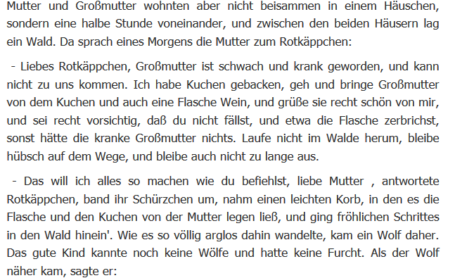 Пример немецкого текста. Предлагаю найти существительные и угадать название сказки ;) Пишите свои варианты в комментариях