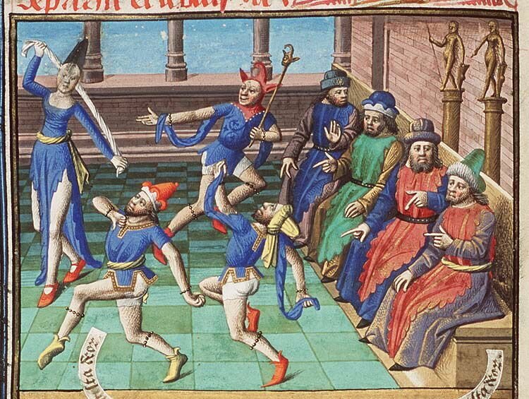 Подобие древнеримской обуви для комедиантов носили шуты и в средние века 