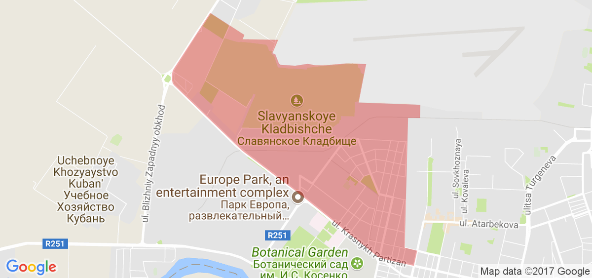 Карта славянского кладбища в краснодаре