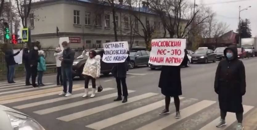 Акция против вырубки Красковского леса. Фото: Экооборона