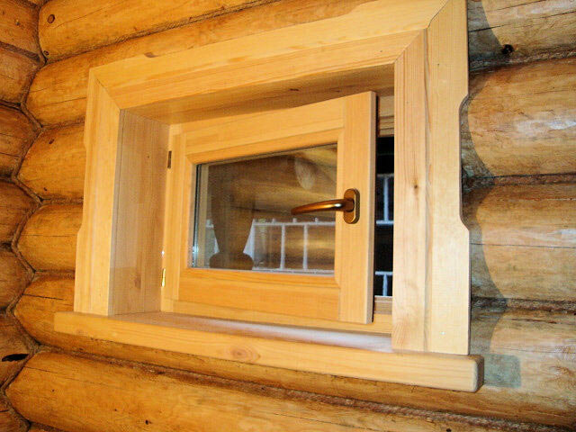 Монтаж деревянных окон в кирпичной (бетонной) бане