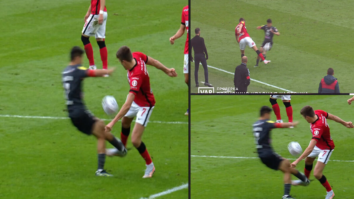 Ахметов нарушает правила на Соболеве и получает красную карточку