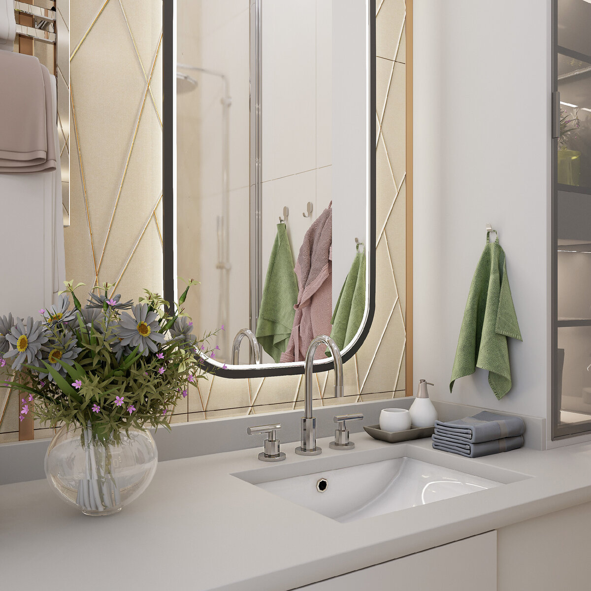 Белая и элегантная сантехника в стиле современная классика