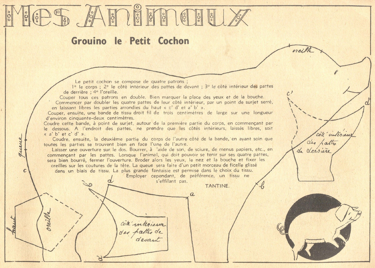 Винтажная выкройка свинки