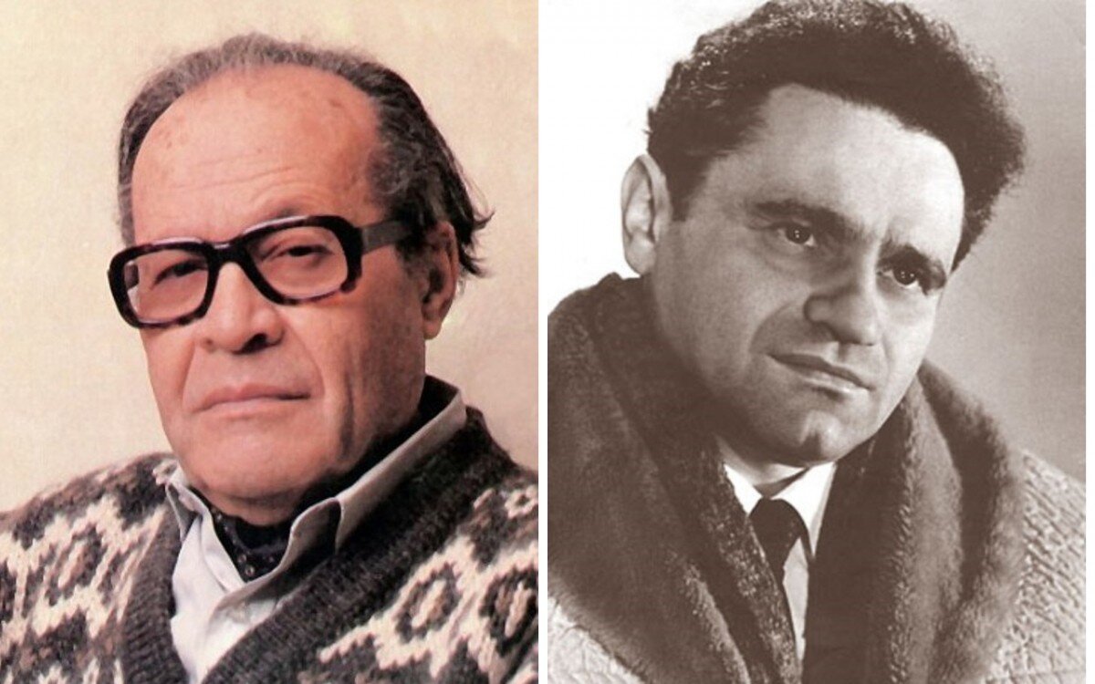 Поэт Михаил Матусовский (слева) и композитор Вениамин Баснер (справа).