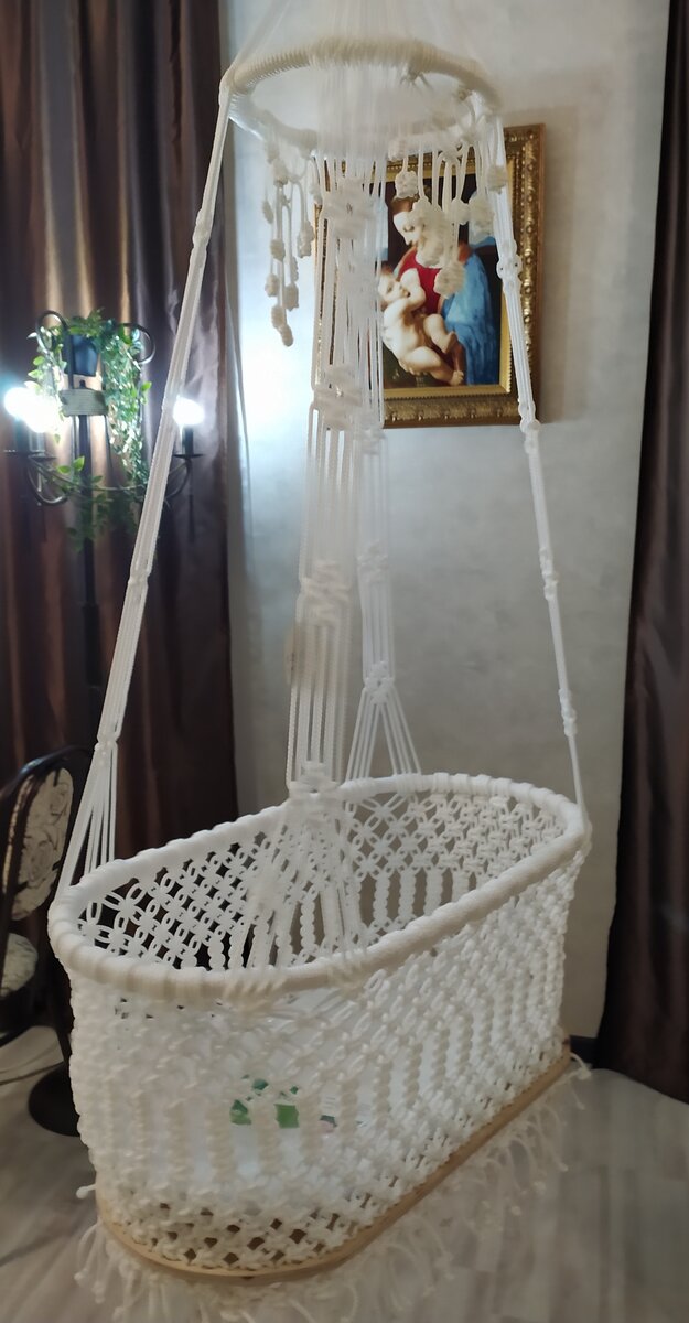 DIY CRADLE MACRAME. МАКРАМЕ ЛЮЛЬКА-КОЛЫБЕЛЬ. DIY macrame. СВОИМИ РУКАМИ для НОВОРОЖДЕННОГО.