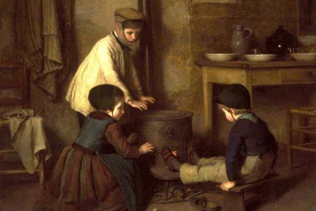    Пьер Эдуар Фрер. Холодный день (фрагмент). 1858.