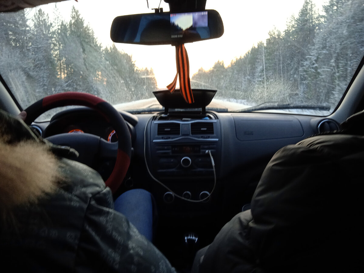 В этом месте волк с левой обочины убежал в лес. Фото автора, 26 ноября 2022г.