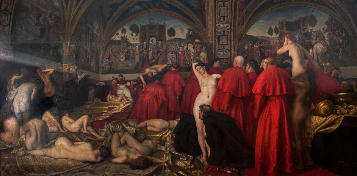 Горелов Г. Н. Оргия в апартаментах Папы Александра VI Борджиа. Россия, 1915-1956 гг. Х., м. 310х612