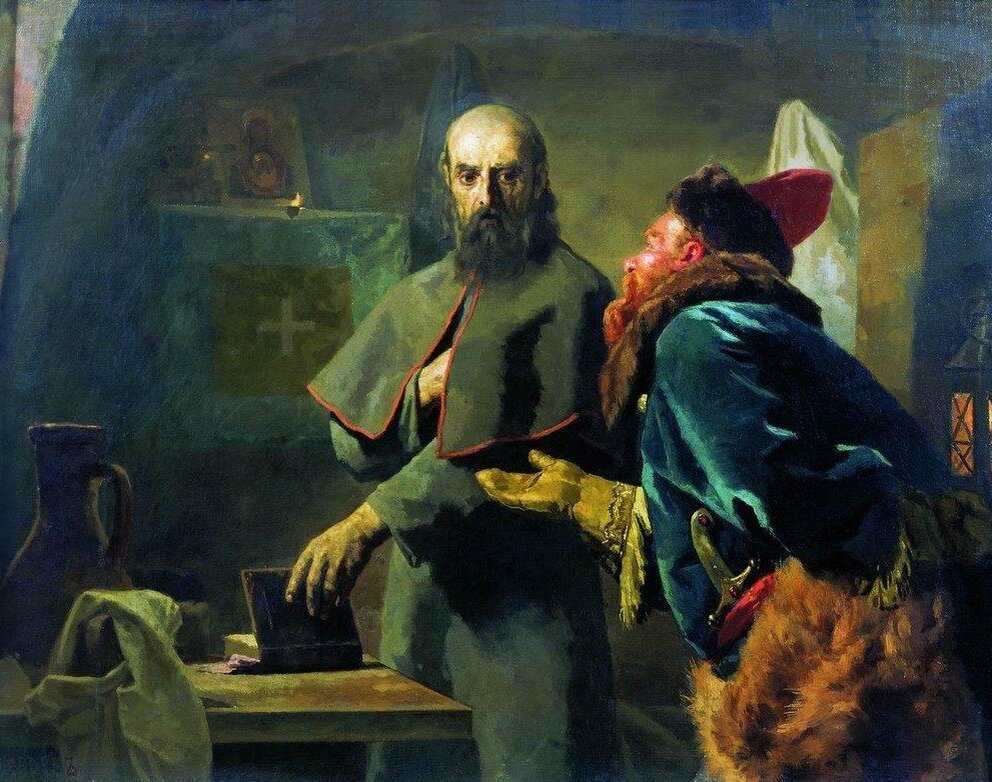 Николай Неврев "Митрополит Филипп  и Малюта Скуратов"