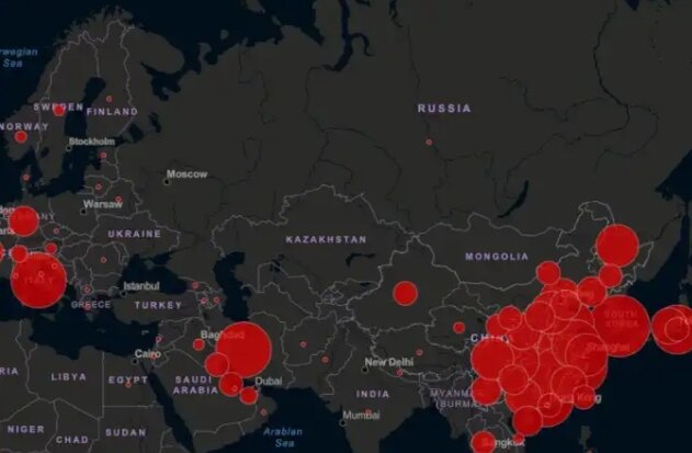 Карта распространения вируса на начало марта 2020