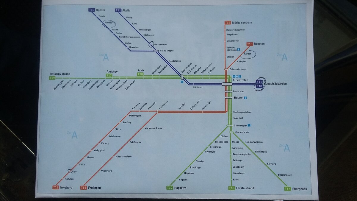 Карта стокгольмского метро