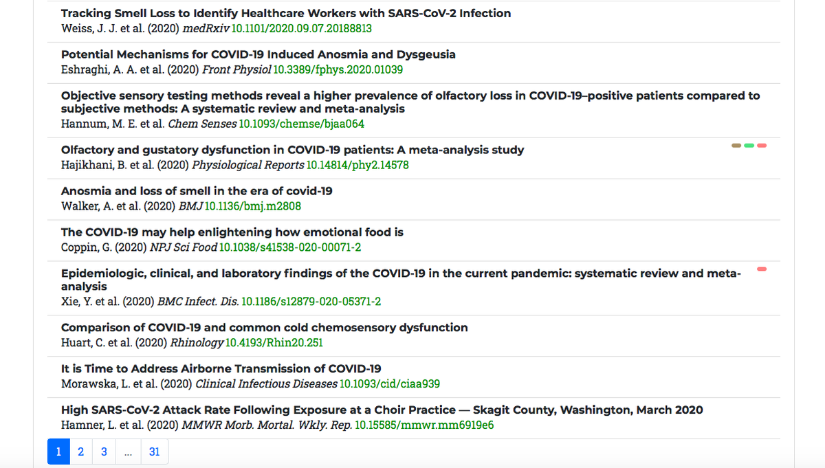 Пример списка научных работ на тему вируса и потери вкуса/обоняния на сайте https://gcchemosensr.org/projects/