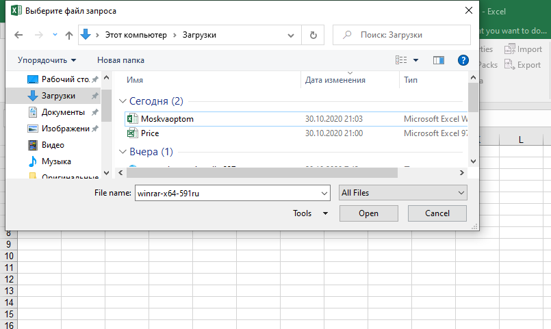 Выберите файл запроса