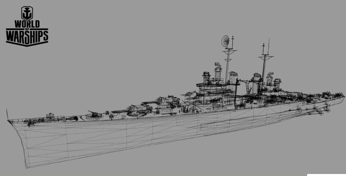 Схематичное представление крейсера в World of Warships