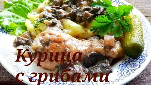 Как тушить курицу с грибами. Простой и вкусный рецепт курицы, тушёной с грибами в сметанной подливе.