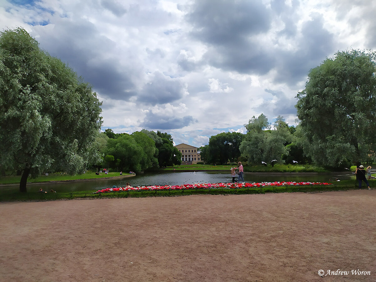 Вид на сад и большой пруд от входа с ул. Садовой