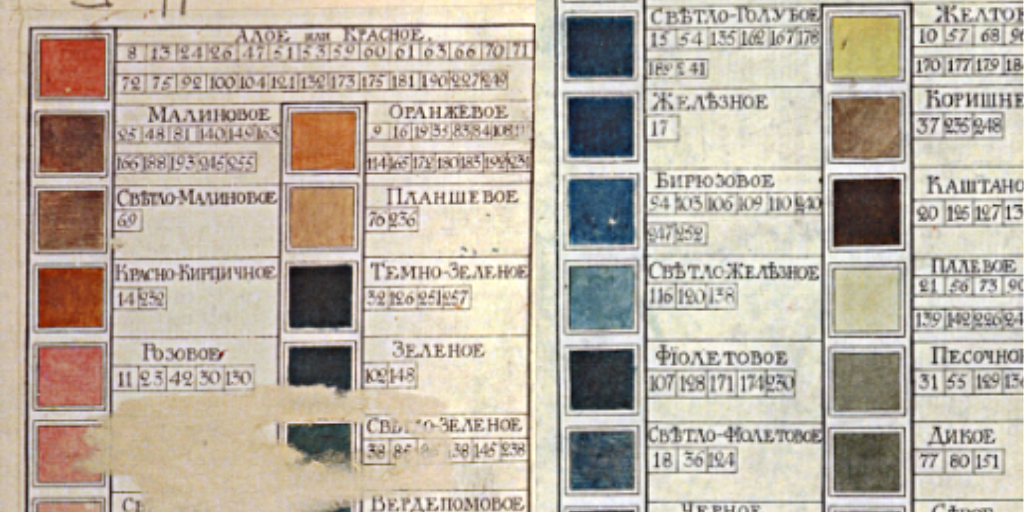 Таблица цветов из "Хроники .."    1799 год.