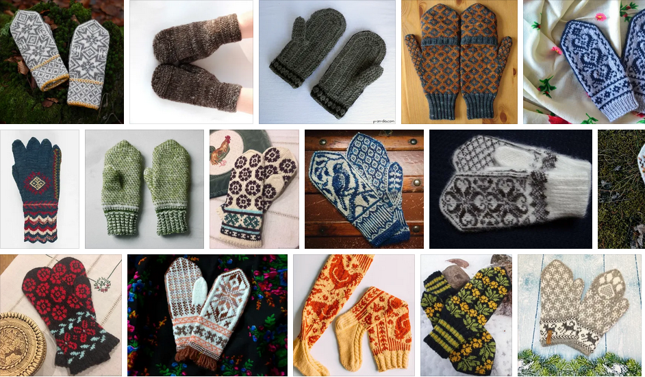 Выдача ЯндексКартинок на запрос "деревенские варежки". Мой скриншот.