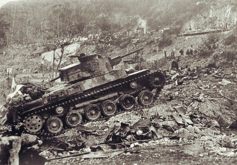 Японский танк Type 97 Chi-Ha на захваченном острове Коррехидор (Филиппины).
