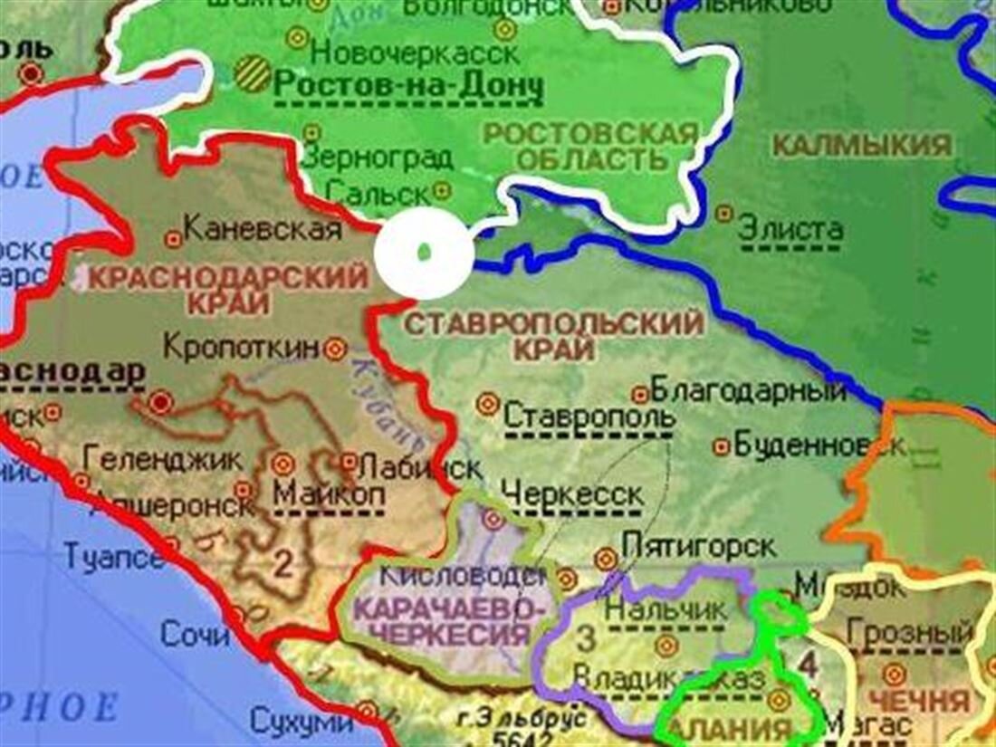 Краснодарский край карта граница с ростовской области