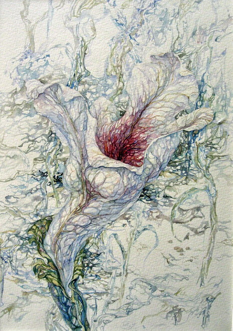 "Орхидея" 1988 акварель художник Азат Гадельшин "Orchid" 1988 watercolor artist Azat Gadelshin