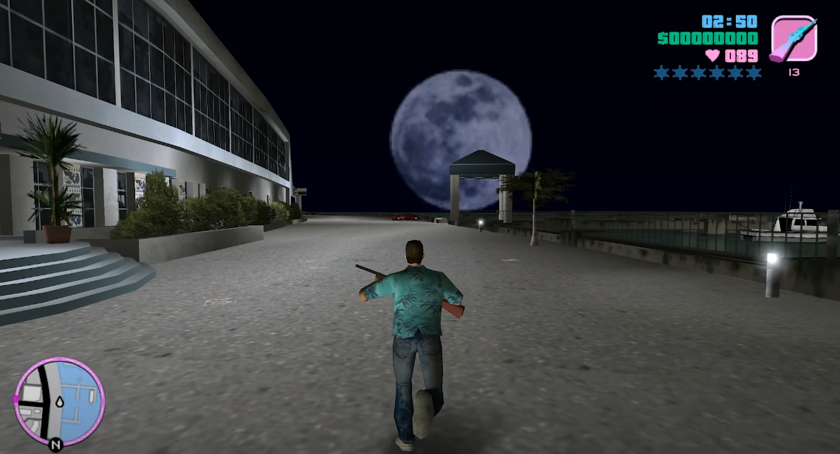 Огромная луна в GTA Vice City.