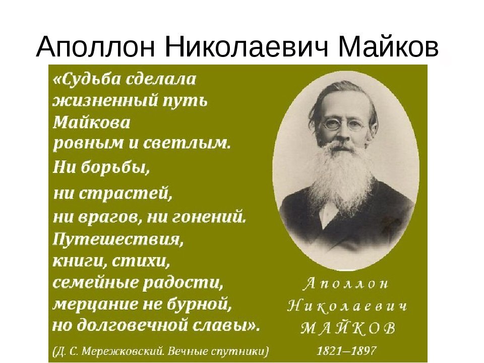 Майков биография презентация 3 класс