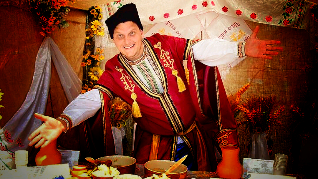 русский гости. хлеб да соль. праздник в русском народном стиле. застолье казачье донское. русский гости.