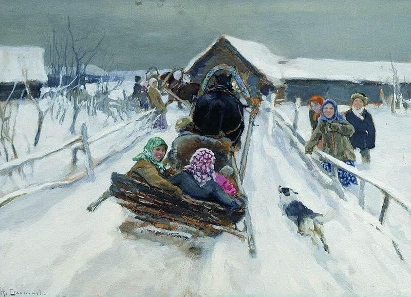 Катание на Масленицу, Алексей Степанов, 1910