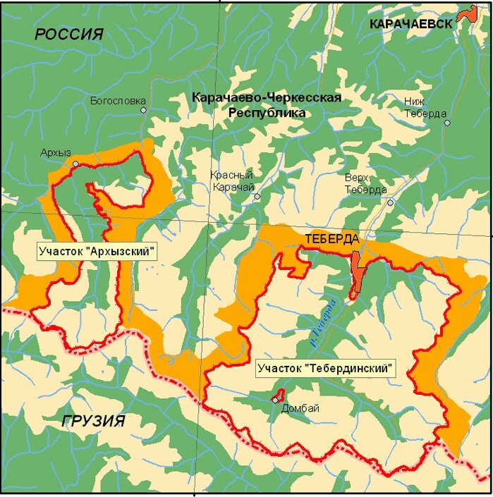 Схема тебердинского заповедника
