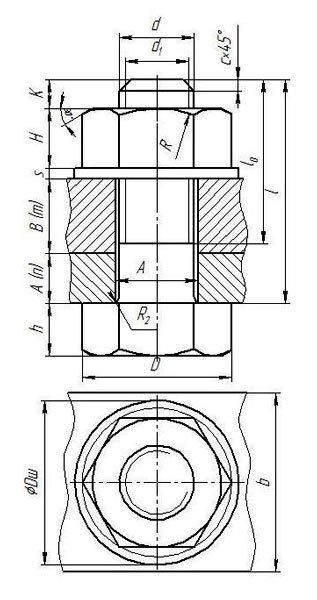 Чертеж болтового соединения м20