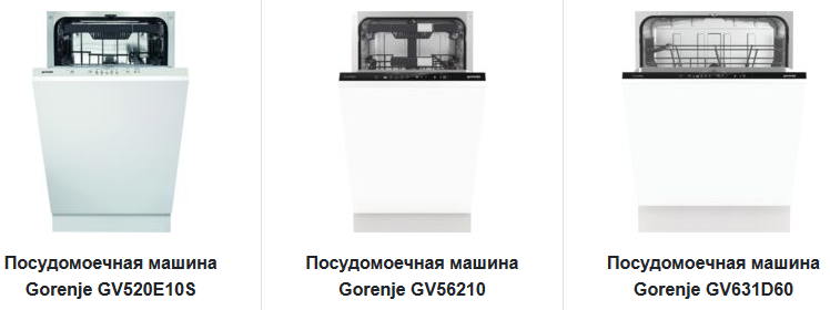 Ассортимент посудомоечных машин интернет-магазина gorenje-rus.ru