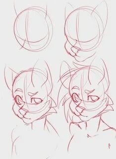 Вот пример как нарисовать голову фурри кошки)