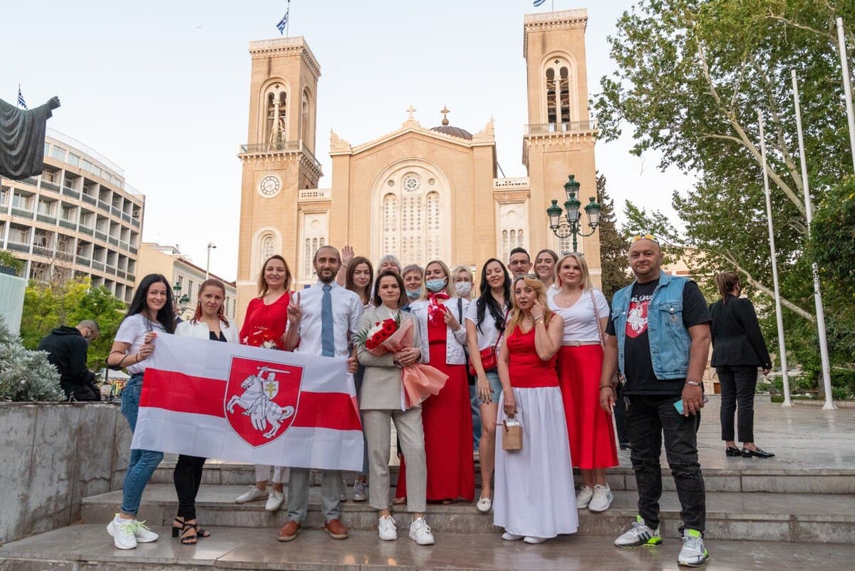 Общее фото с Президентом Новой и Независимой Беларуси Светланой Тихановской (Athens, The Mitropoleos square)