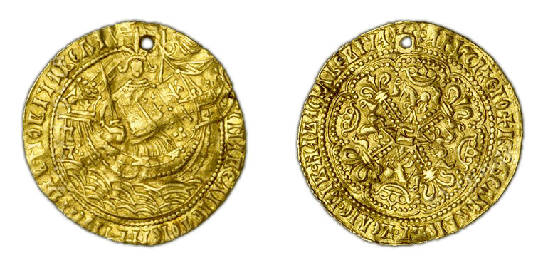 Корабельник Ивана III и его сына Ивана Молодого. Датировка: 1471-1485 гг., вес: 7,29 г., размер: около 33 мм., материал: золото, проба: 900