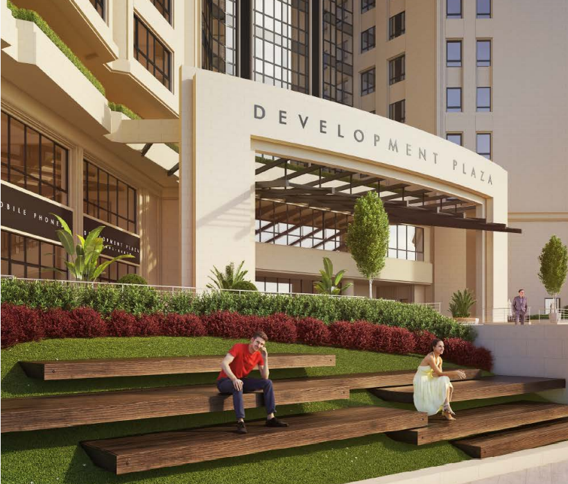 Входная зона жилого комплекса  "Development Plaza", рендер застройщика. 