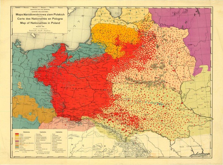 Расселение поляков. Карта польская - своих красных точек на Украине они натыкали от души