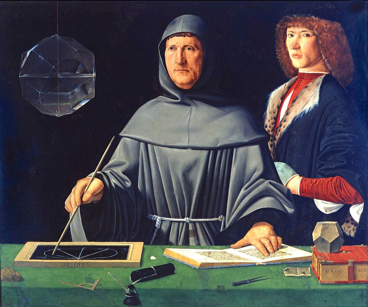 Автор: Приписывается: Якопо де Барбари - Lauwers, Luc &amp; Willekens, Marleen: Five Hundred Years of Bookkeeping: A Portrait of Luca Pacioli (Tijdschrift voor Economie en Management, Katholieke Universiteit Leuven, 1994, vol. XXXIX issue 3 p. 289–304) pdf, Общественное достояние, https://commons.wikimedia.org/w/index.php?curid=670307