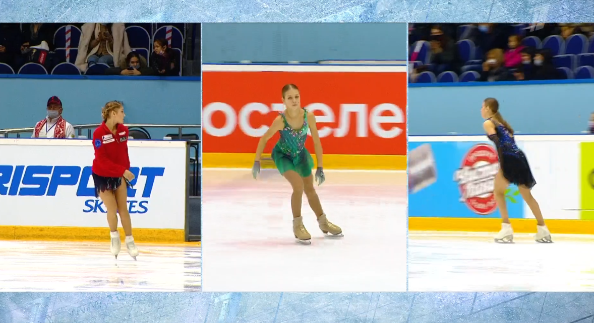 Алена Косторная, Александра Трусова, Майя Хромых. Источник фото: 1tv.ru