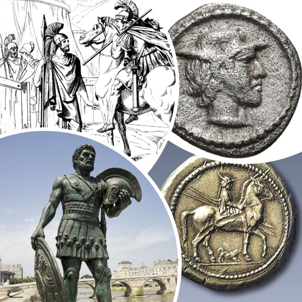 Аристид и Александр I. Монеты Александра I. Статуя Александра I в Македонии, Cкопье.