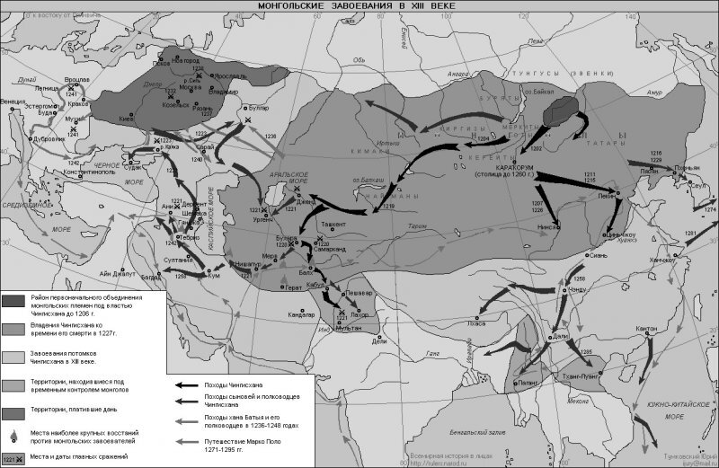 Карта завоевание чингисхана