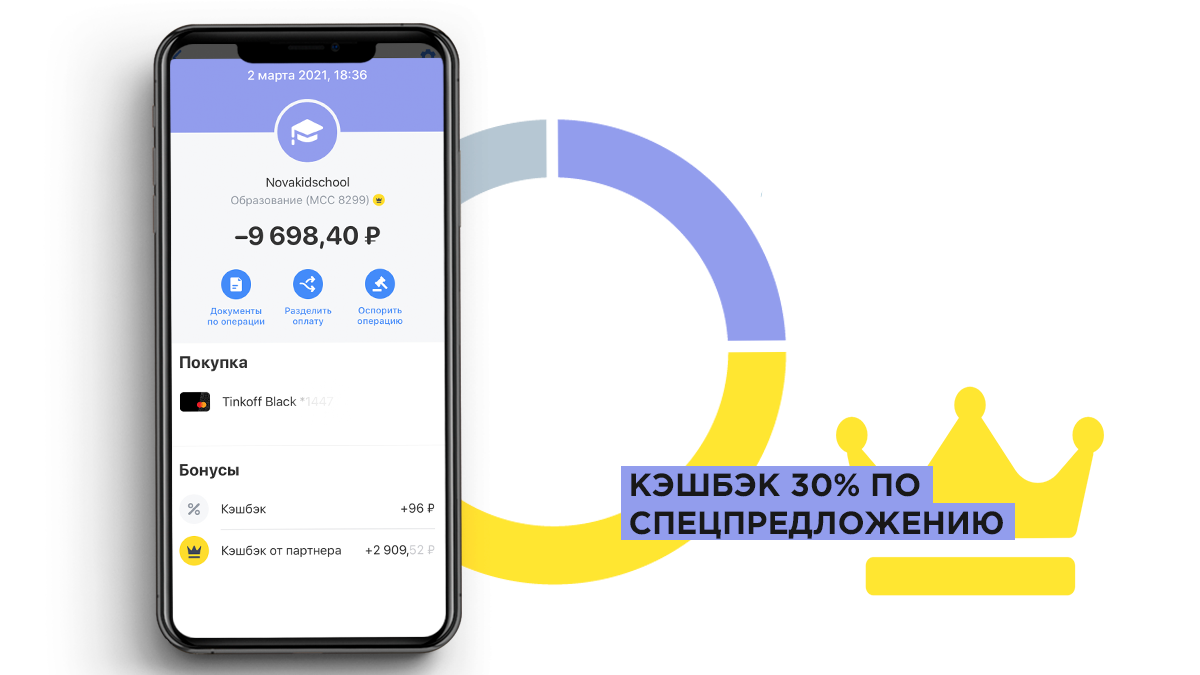 Пример кэшбэка по карте Тинькофф Блэк с покупки уроков английского
