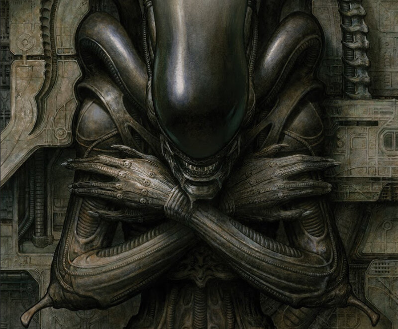 Фрагмент рисунка от Paolorivera, фан-арт к фильму «Чужой» 1979 года.